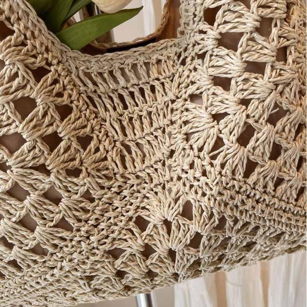 Beach Handbag Straw Woven Bag Tote Bag Hollow Shoulder Bag Fashion Bohemian Beach Bag  Holiday