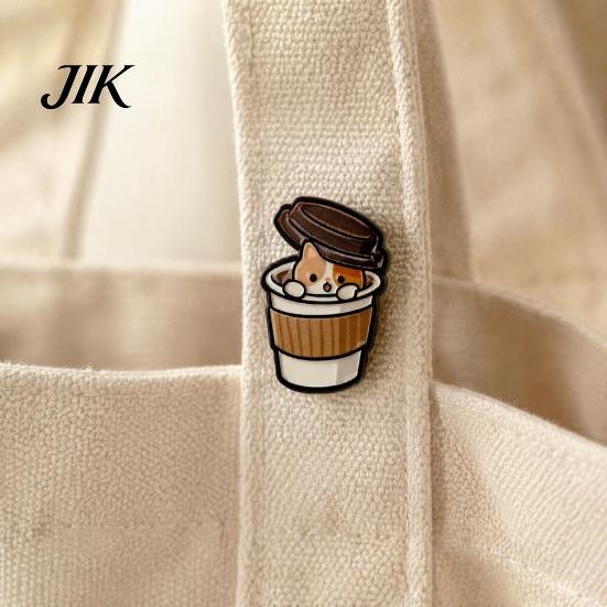 Animal Lapel Pin Cartoon Coffee Cup Cat Brooch, Kitten Enamle Pin, Brooch Theme Alloy Badge, Clothing Accessories for Lovers
