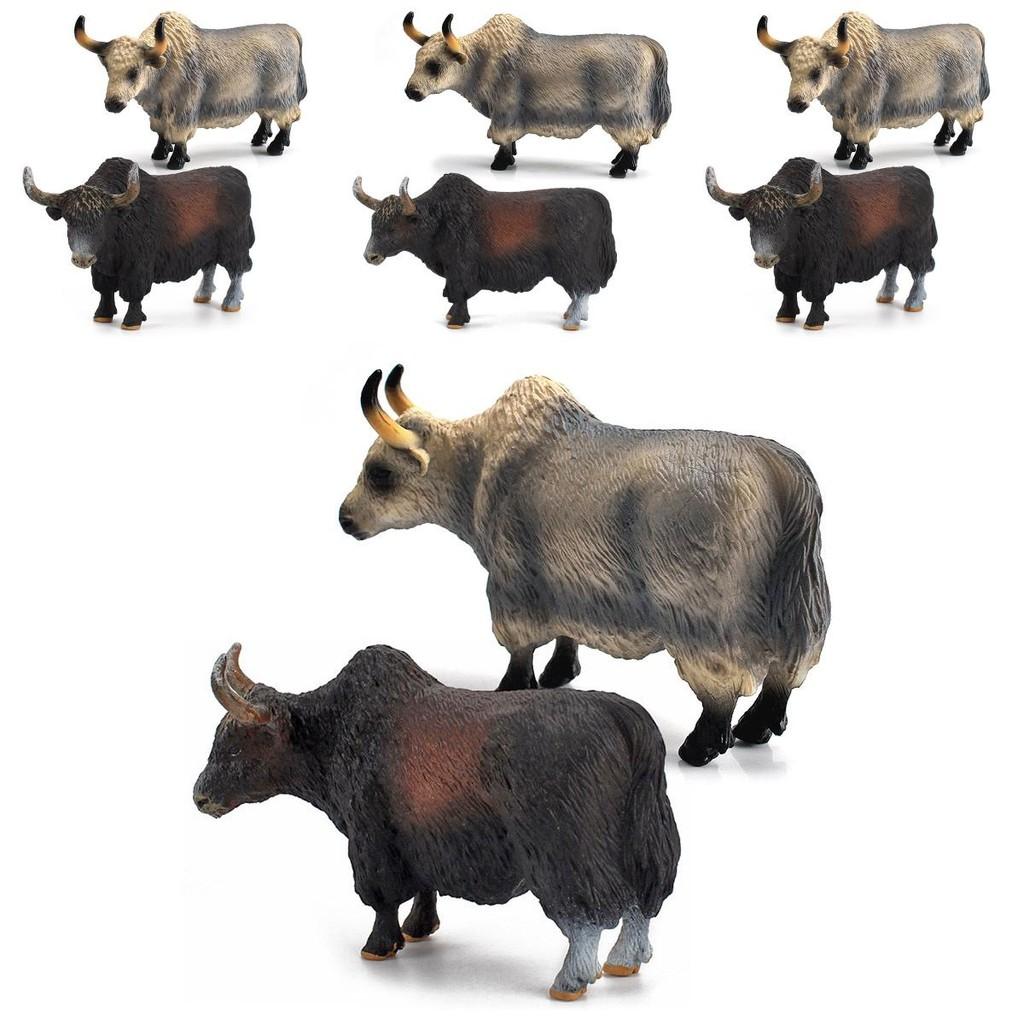Simulated Animal Gray Brown Consumption Cow Model Ornament Set Desktop Ornament For Educational Play And Kids Collection