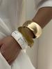 Exaggerated Punk Smooth Heavy Metal Chunky Spring Bangles for Women Trendy Stacking Resin Wide Bangles Steampunk Men Jewelry