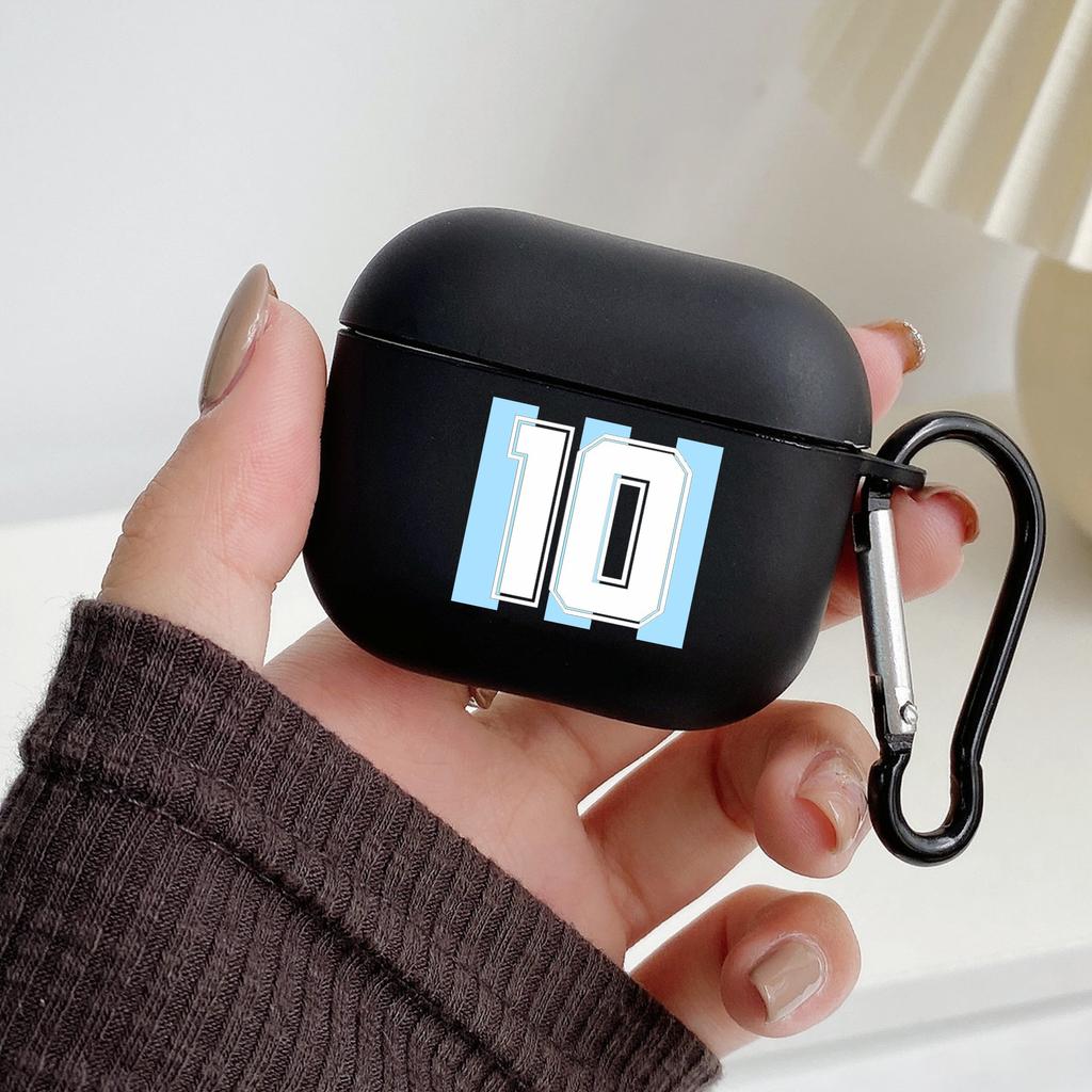 Argentinien Fahne Fußball 10 Mit Haken Für Airpod Pro 3 Pro2 Schwarze Schutzhülle Weiche Hülle für Apple Airpods 2 1 Kopfhörerhüllen