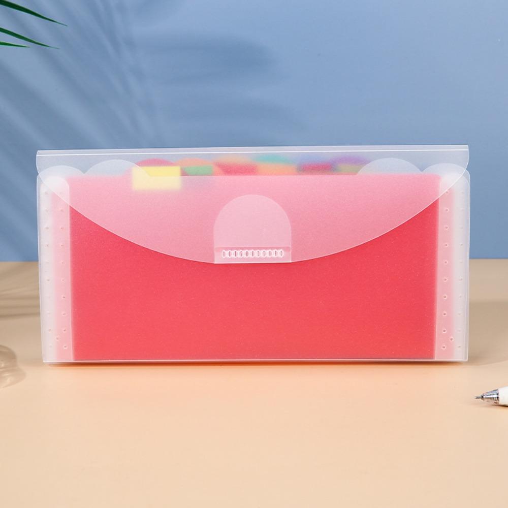 Portable Rainbow Expanding File Folder Plastic File Storage Bag Index Handle File Folder Office