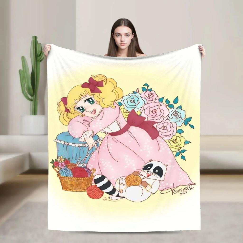 Candy Candy Manga Blanket Soft Quality Bedding Throw for Spring Home Decor Students Novelty Bedspread