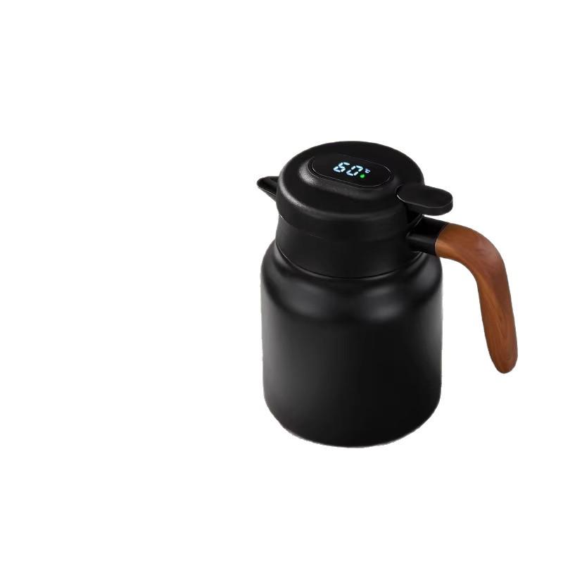 Portable Large Capacity Stainless Steel Tea Stewing Pot with Wooden Handle and Water Separator