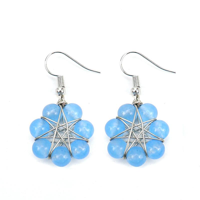 Hand-Wound Natural Stone Colorful Bead Earrings, Earrings, Crystal Bead Stud Earrings E37