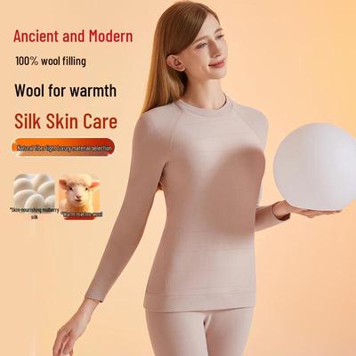 GUJIN Women's Wool Silk Thermal Underwear Set