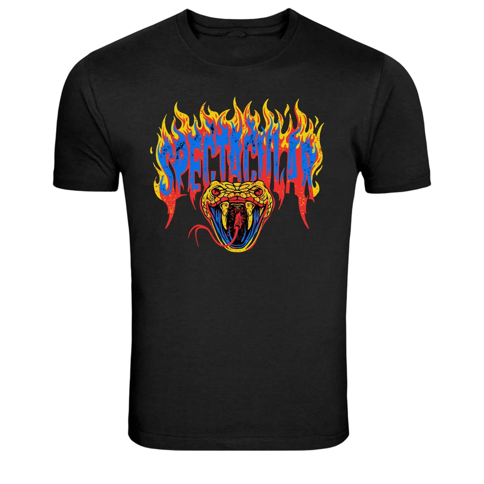 

Spectacular Flaming Snake Head Graphic T-Shirt 4XL