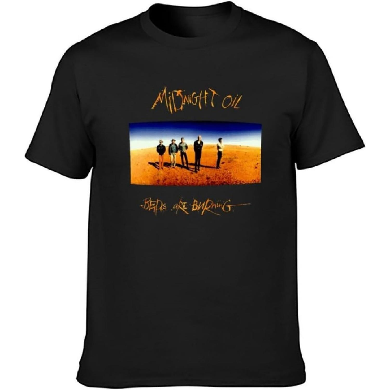 

Midnight Oil Graphic Printed T-Shirt Fashion Mens Black Tee XXXXXL чорний