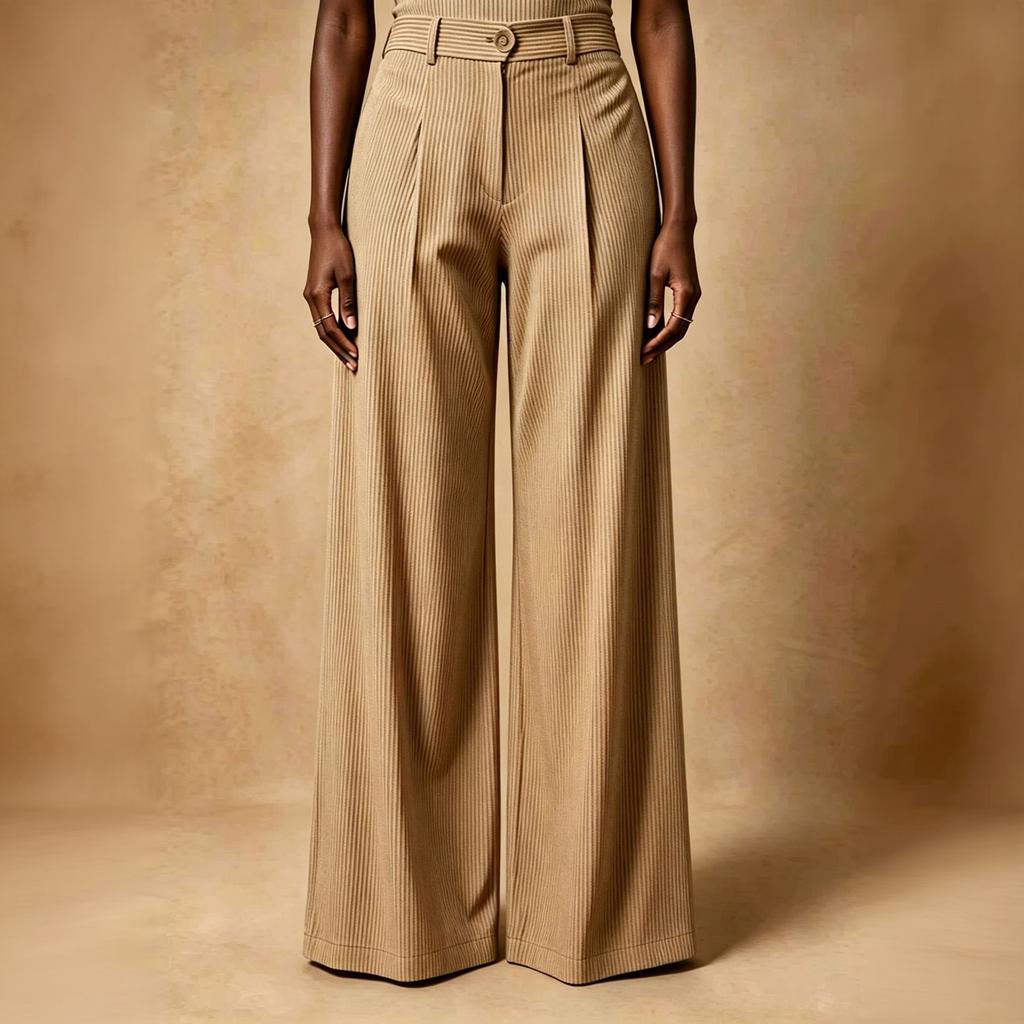 Women's High Waist Striped Wide Leg Pants Retro Casual