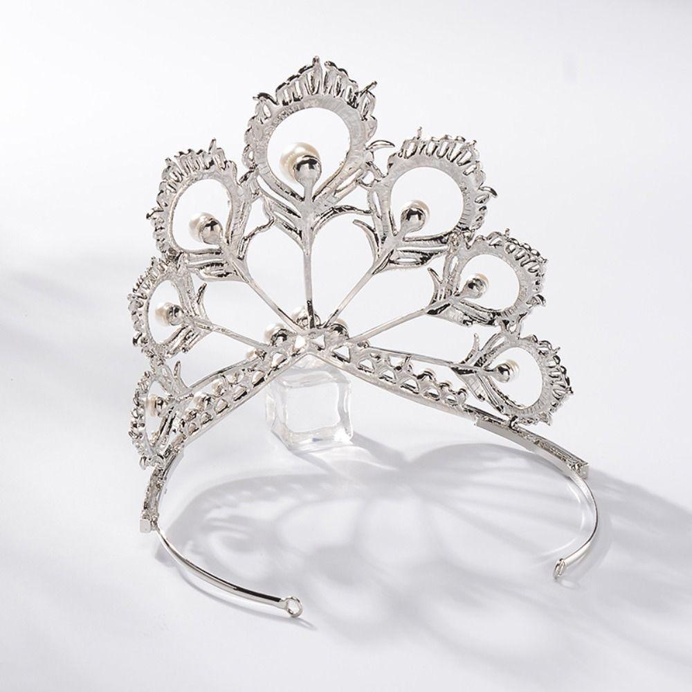 Head Accessories Crystal Pearl Headband Round Pearl Crown Jewelry Headpiece Miss Universe
