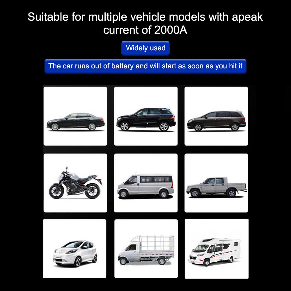 Power Bank with LED Light Jump Starter Tire Accessories 2000A Peaks with Air Compressor Automobile Battery Booster Power Pack