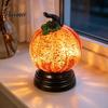 Autumn Home Decor Pumpkin Snow Sphere Lamp, Glitter Lighted Ornament, Fall Table Sparkling Resin Sculpture Centerpiece with Warm LED Lights
