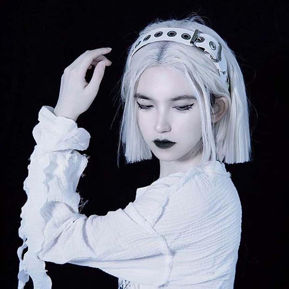 Y2K Steampunk Hair Hoop Rock-inspired Leather Buckle Hairband Metal Punk Rivet Headband  Outdoor