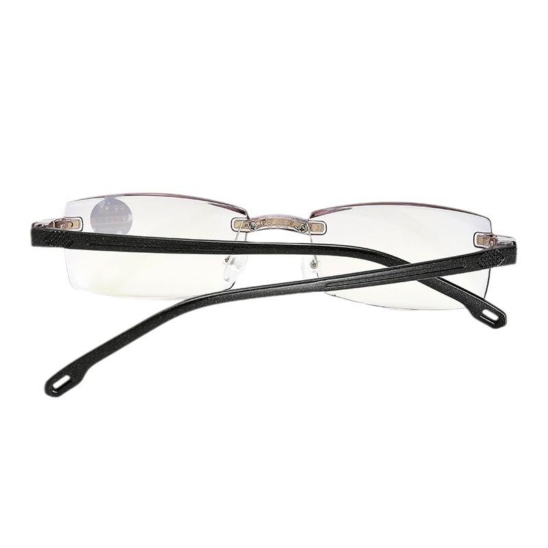 Men’s Rimless Anti-Blue Light Diamond-Inlaid Reading Glasses