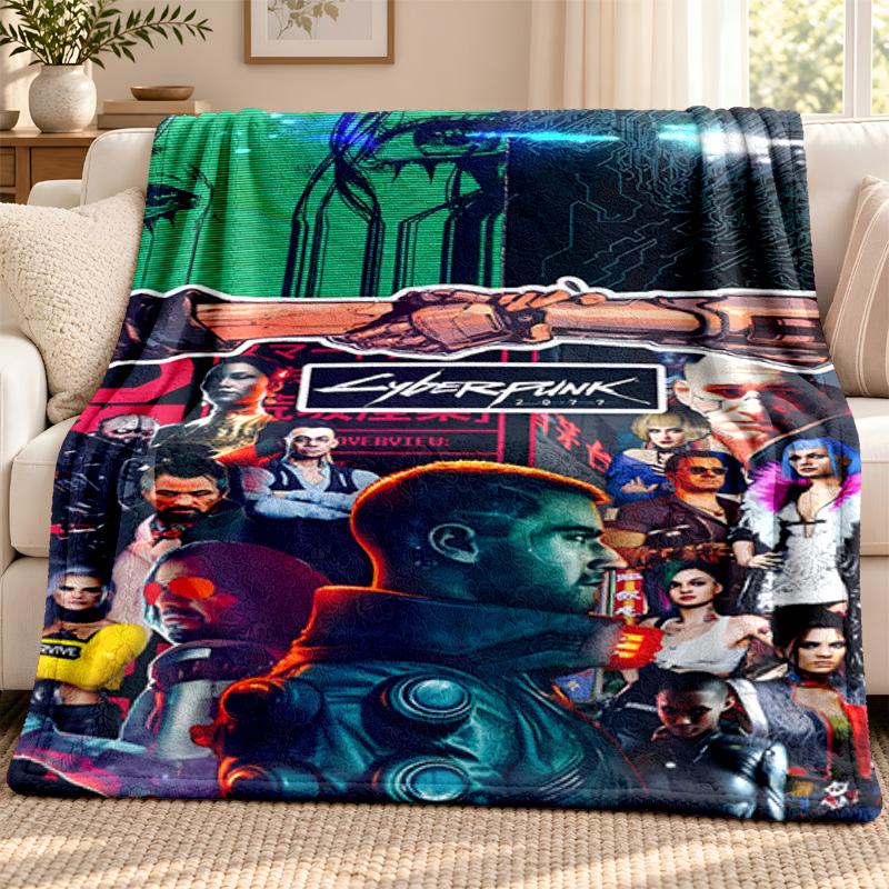 Cyberpunk 2077 blanket Flannel Blanket Soft Cozy Plush Throw for Sofa Bed Lightweight Home Decoration Outdoor camping