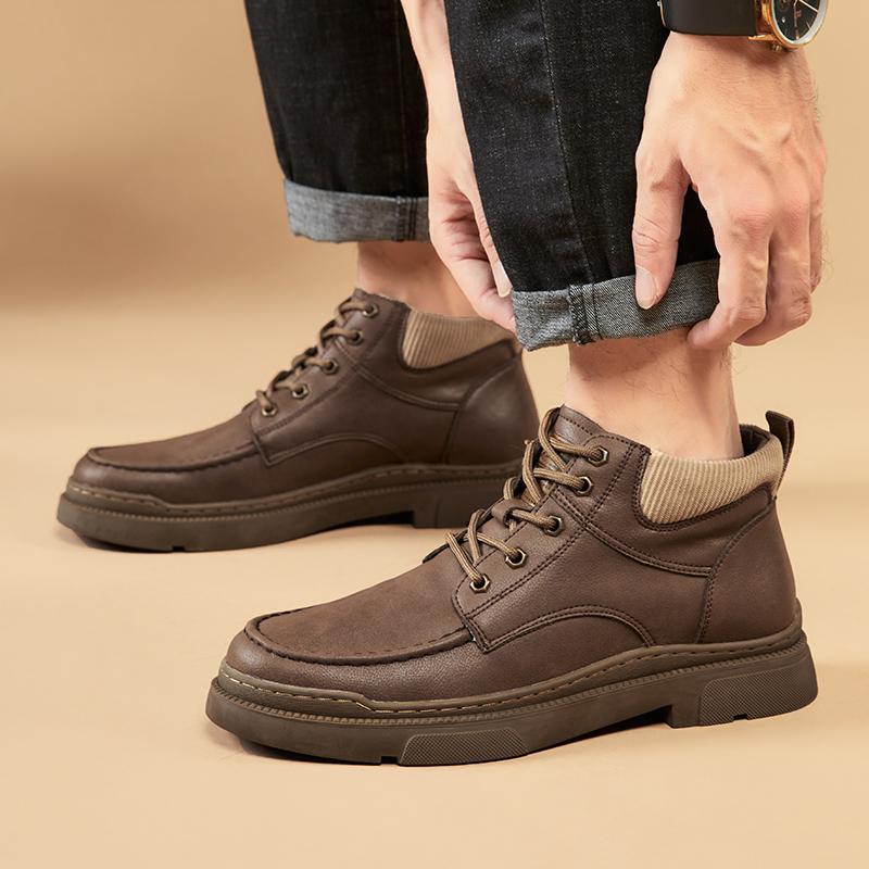 Fashion Outdoor Autumn Winter Men’s Ankle Boots Comfort Walk Sneakers Daily Commute Casual Shoes Fashion Genuine Leather Cowhide Boots
