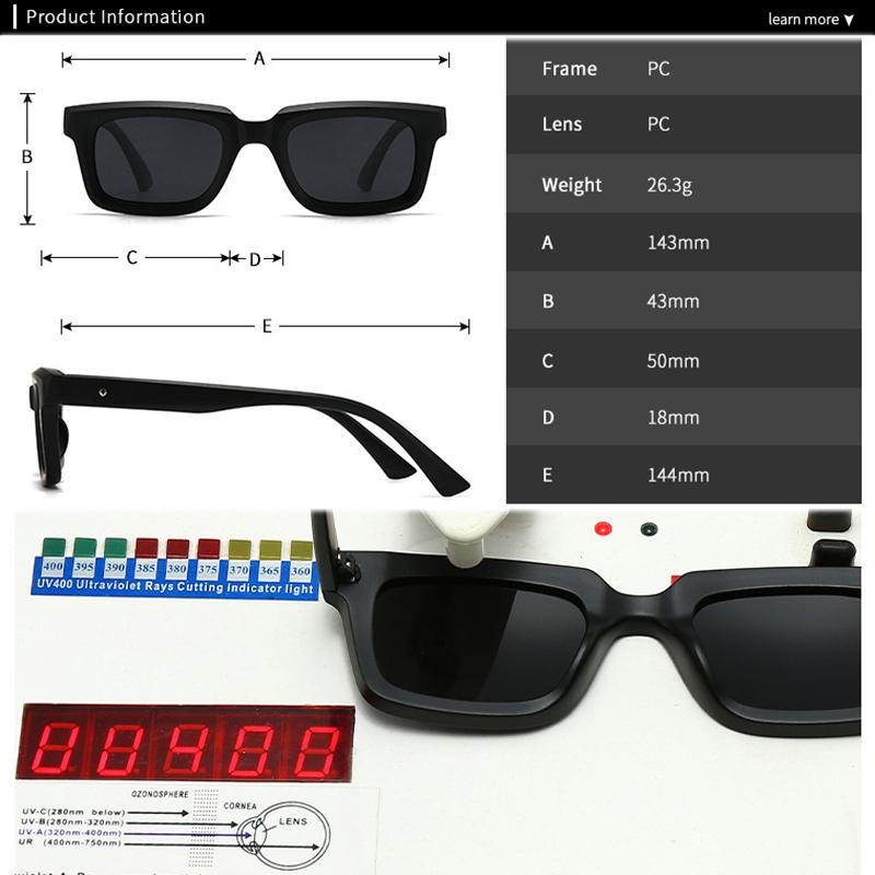  New Square Sunglasses Women Fashion Candy Color Blue Shades UV400 Retro Rivets Men Sun Glasses