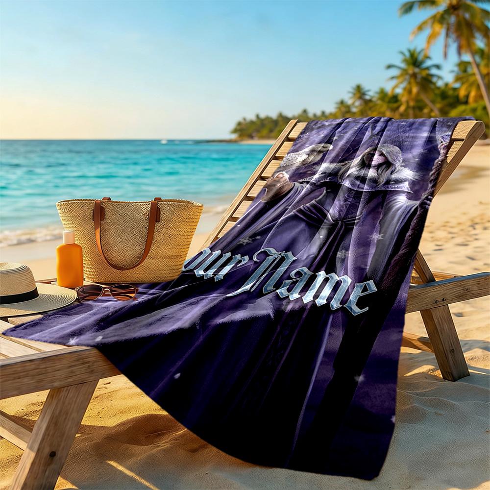Gothic Illustrations Customizable Name Beach Towel Soft Durable Quick-Dry