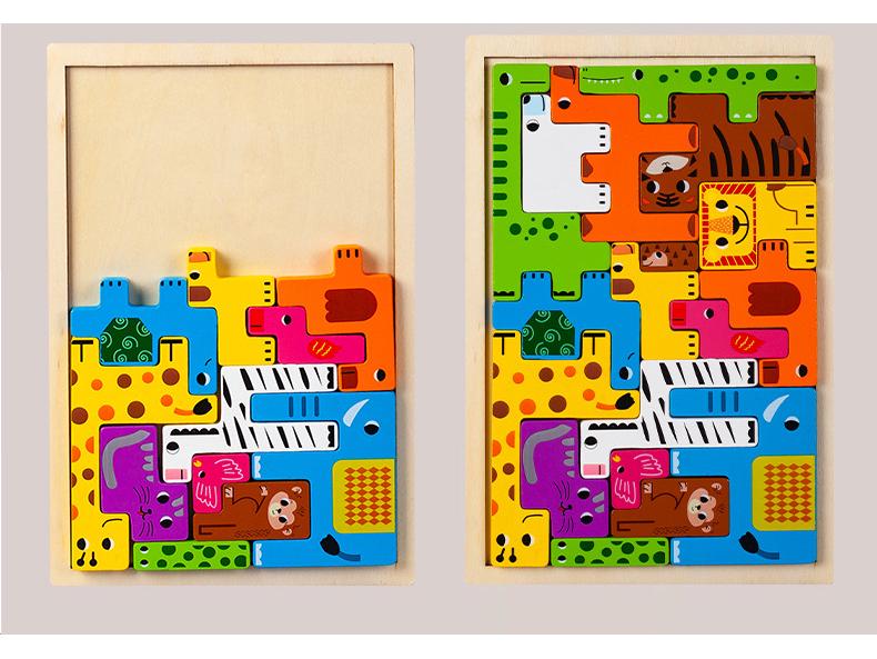 Wooden Tetris Puzzle: Early Education & Logical Thinking Toy for Kids