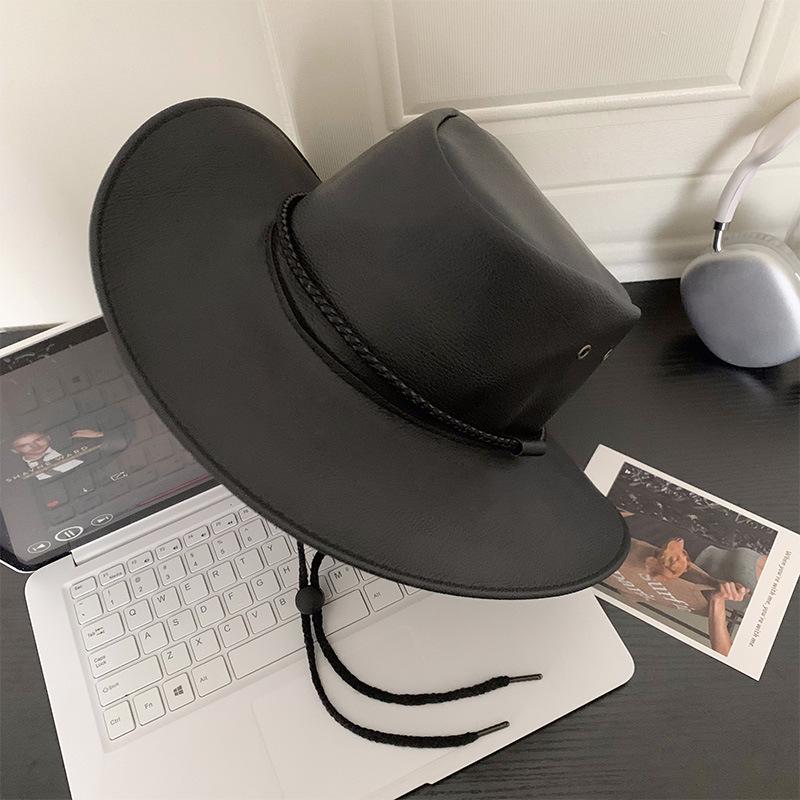

American retro western cowboy hat for women, new spring and summer outdoor riding, travel, sun protection, and hiking hat M（56-58cm） чорний