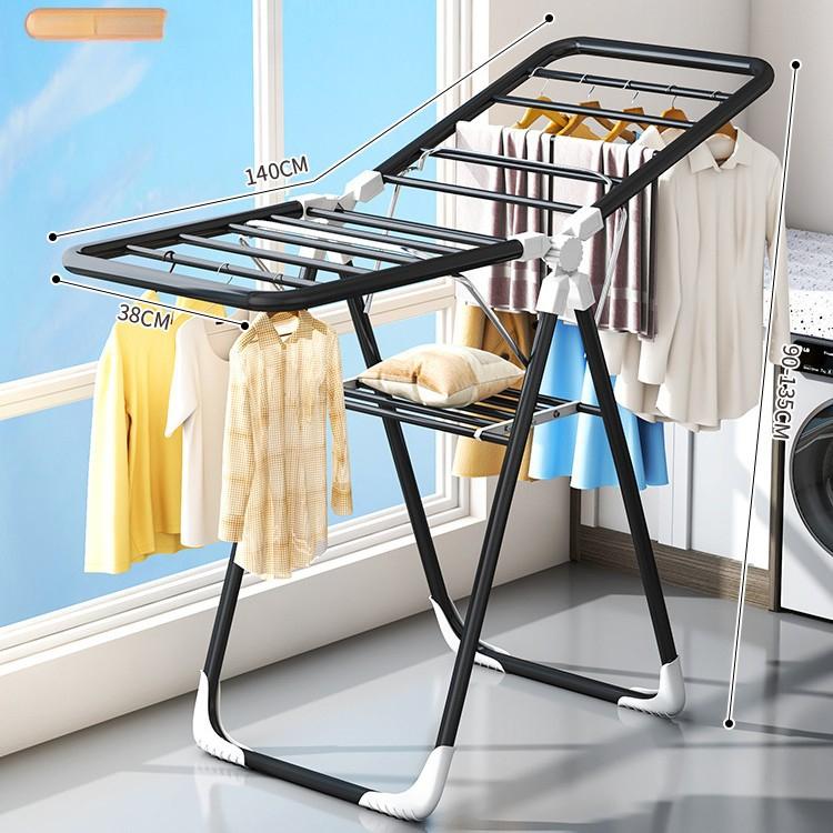 Foldable Wing‑shaped Stainless Steel Clothes Drying Rack Household Simple Laundry Hanger For Balcony Baby Garments