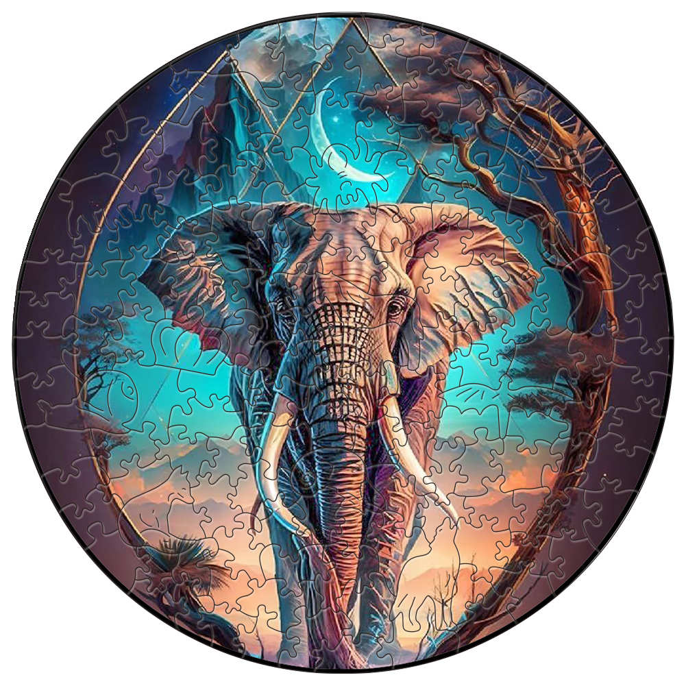 Unique Elephant Wooden Puzzle Adult Stress Relief Toys Circular Animal Shapes Holiday Birthday Gift Wood Jigsaws
