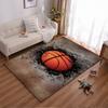 Basketball Printed Carpet with 3D Cracked Ground Design for Home Decor Suitable for Use As an Anti-slip for Living Room Bedroom Sofas
