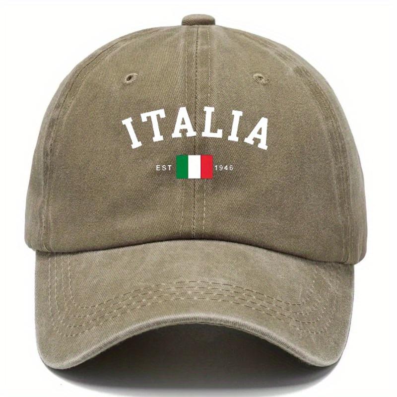 Retro Italian Flag Letter Print Baseball Cap  Adjustable Washable And Fashionable Dad Hat with Curved Brim for Outdoor Activi