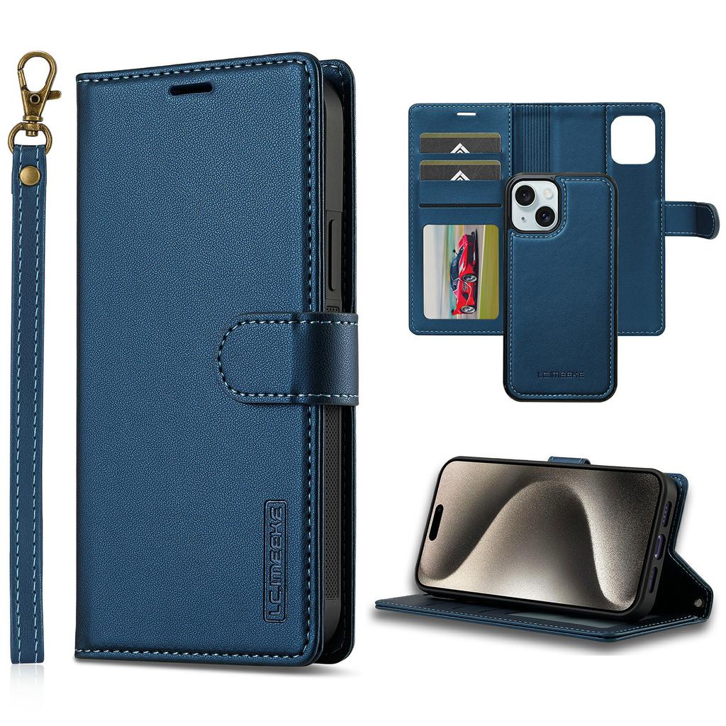LC.IMEEKE L2 Series for iPhone 15 Case PU Leather Wallet Detachable Magnetic Phone Cover