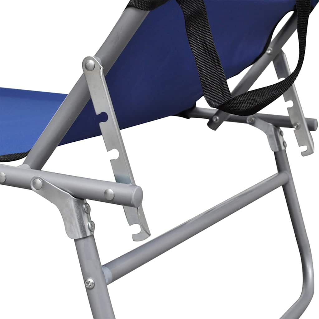 Folding Sun Lounger with Sun Canopy Blue Aluminum