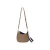 Tory Burch Emerson Minimalist Casual Zipper Opening Textured Leather Crescent Bag Women Shoulder Bag Brown 137417-909