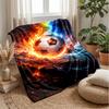 Soccer Ball with Fire and Lightning Theme blanket Lightweight Warm Flannel Blanket Decorative Throw Blanket for Home Decoration