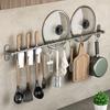 Kitchen Hook No Punching Hanging Rod Stainless Steel Wall Hanging Row Hook Removable Kitchen Rack Spatula Spoon Knife Holder