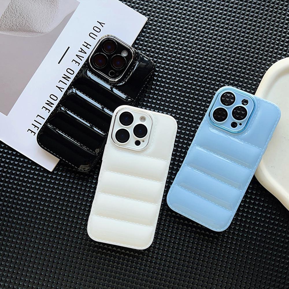 Luxusní Puffer pouzdro na telefon pro iPhone 16 15 14 13 12 11 Pro Max Pouzdra na telefon ve stylu péřové bundy pro iPhone 11 XR 7 8 Plus XS Max Měkký silikonový nárazuvzdorný kryt