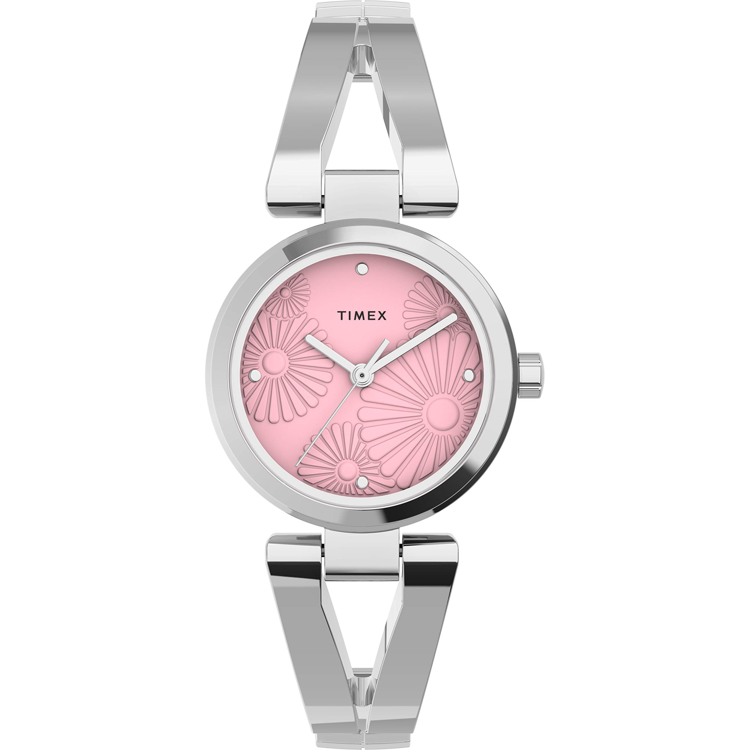 

Часы Timex Women s Stretch Bangle Floral 25 мм, серебристо-розовый, современные