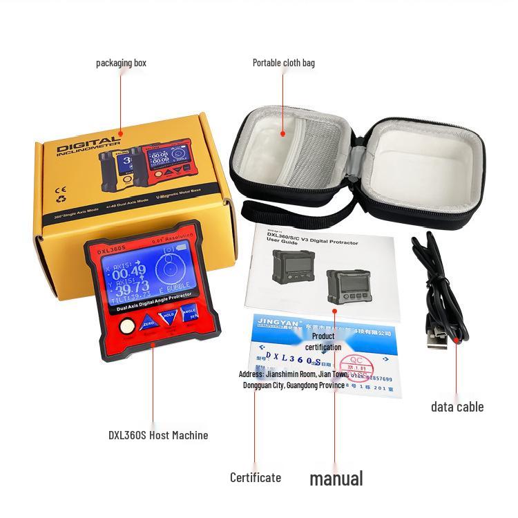 High-Precision Dual-Axis Digital Level with Magnetic Base - DXL360/360S Inclinometer