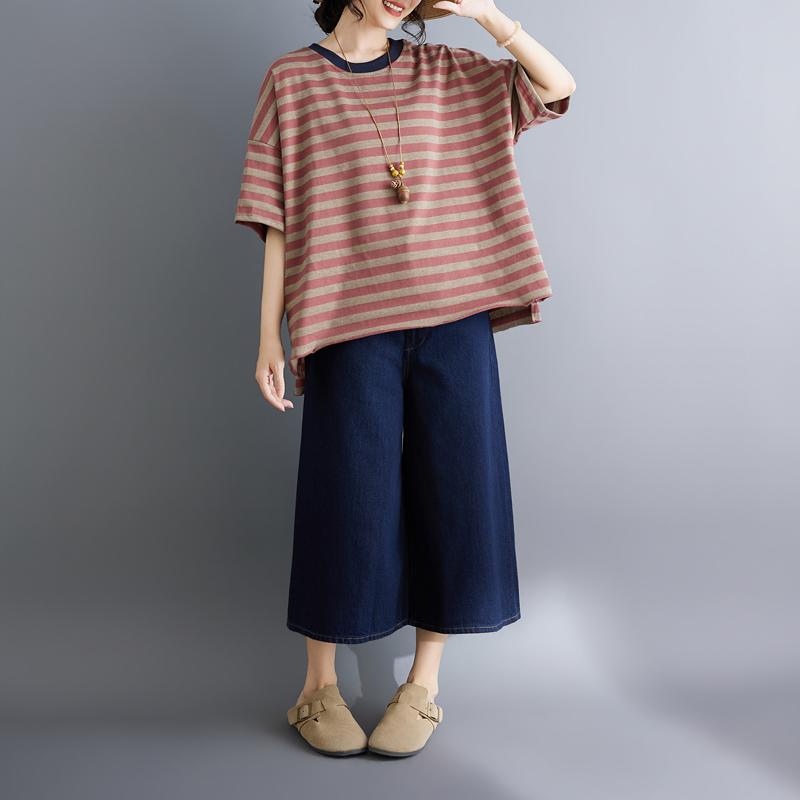 DIMANAF 2026 Summer Women Plus Size New Blouse Tees Shirt Vintage Print Short Sleeve Cotton Casual Loose Lady Tops
