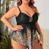 Leopard Print Plus Size One-Piece Swimsuit - Slimming, Sexy, and Conservative Vacation Wear