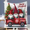 Christmas Gnome & Bells Flannel Blanket - Soft, Warm & Versatile for Sofa/Bed/Travel, All-Season Cozy Gif