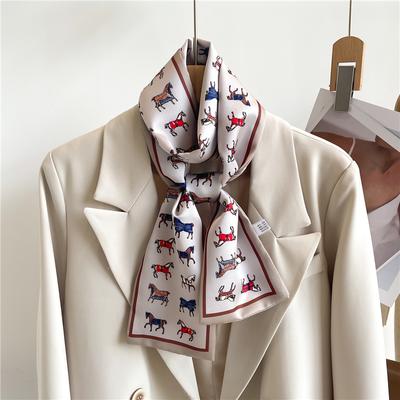 Silk Ribbon Scarf Satin Headkerchief Luxury Long Hair Hand Design Fashion Print Wrist Foulard Bandana Neck Tie Scarves 