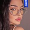 Anti-Blue Light Half-Frame Diamond-Encrusted Flat Mirror Personalized Retro Optical Mirror Fashion Trend Glasses Frame