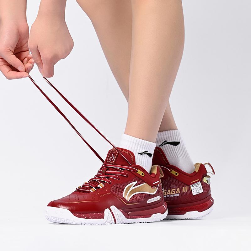 Li Ning Feather Series PU Ground Flying 3 Pro Year Of The Horse Limited Breathable Comfortable High-Top Badminton Shoes Women sneaker AYAW041-2