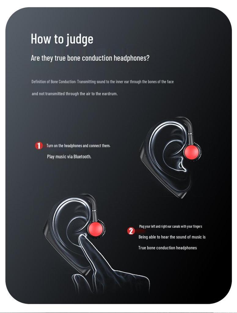 M618 True Bone Conduction Wireless Bluetooth 5.0 Ear Hook Sports Earphones.