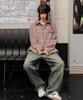 LEMAIN SECOND Oversized Flannel Pocket Check Shirt [Deep Pink]