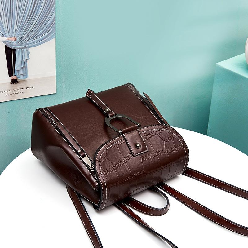 Genuine Cowhide Leather Women Backpacks Casual Ladies Travel Bags Girl's School Bags