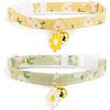 2 Pack Cotton Breakaway Cat Collar with Bell Yellow&Green Flowers Pendant Cute Kitten Cat Collar Suitable for Girls and Boys