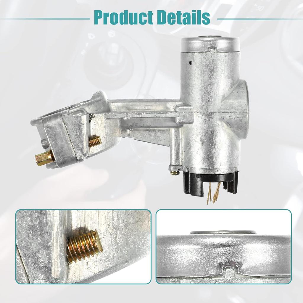 ACROPIX Ignition Switch Cylinder Lock Assembly Fit for Nissan 720 - Pack of 3 Silver Tone