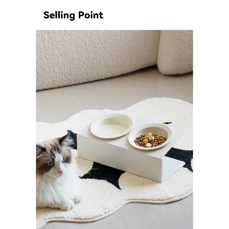 Cat Double Ceramic Bowl with Iron Stand Pet Elevated Raised Food Water Bowls Small Dogs Drinking Eating Feeding Supplies