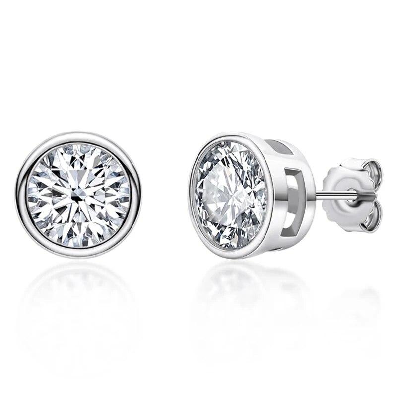 

Серьги с муассанитом круглой огранки, 0,5-1 карат, с покрытием из муассанита, серебро 14 К, серебро 925 пробы, 5 мм, 6,5 мм, ювелирные изделия, подарок подруге 1CT X 1CT белый