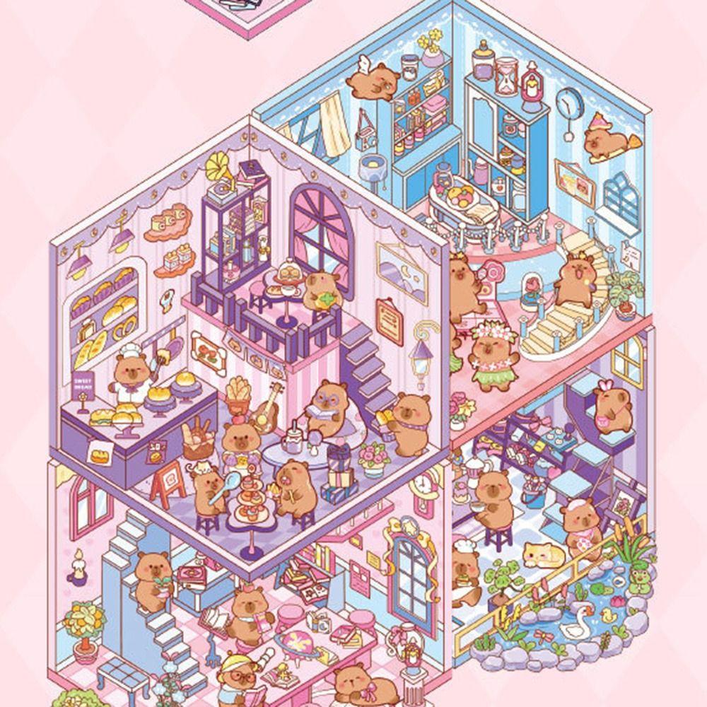 Kreslená krajina samolepky kniha kapybara miniaturní scéna scrapbooková sada dětská hračka